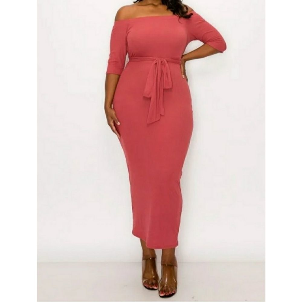 Women's Plus Size Off Shoulder Bodycon Maxi Dress
